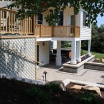 patio, retaining walls, and steps