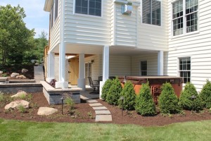 patio, walls, hot tub, steps