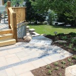 unilock walkway and paver patio