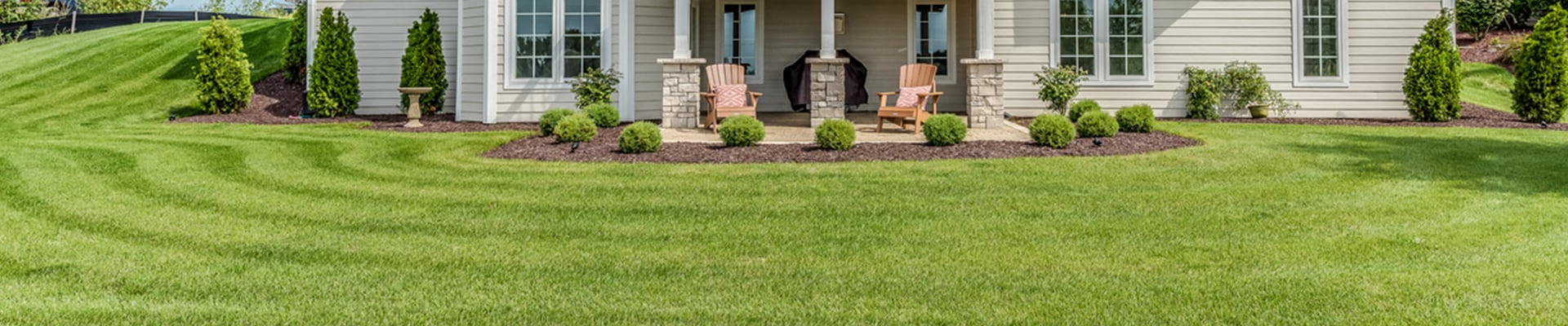 Lawn mowing overhead shot