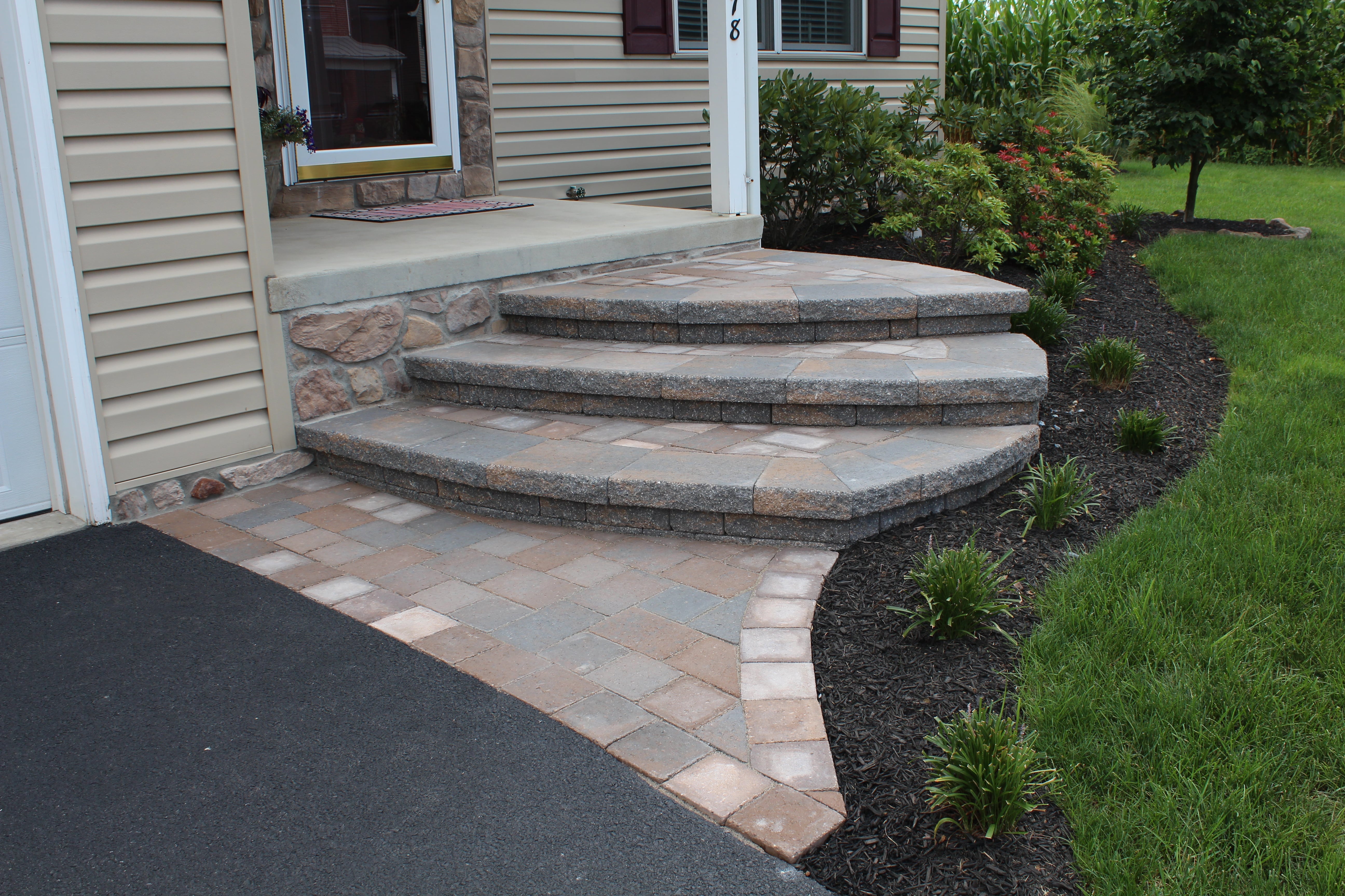 Front entry walkway with steps